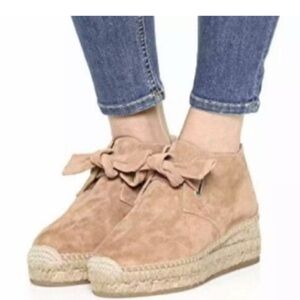 Rag & Bone Gena Ginger Brown Suede Leather Espadrille Tie Ankle Boots Size 7
